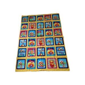 Vtg Disney Winnie Pooh Tigger Fabric, Balloons, Yellow, Square Panels, 44 x 64"